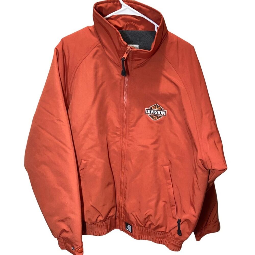 Carhartt Jacket Full Zip Water Resistant BLE Division #221 Zip Pockets Orange L
